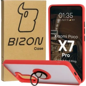Buy Bizon Case Hybrid Ring Xiaomi Poco X7 Pro smoky with a red frame - BIZ8890 - {ean13} - Home Screen Store Europe