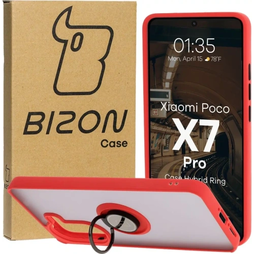 Kup Bizon Case Hybrid Gyűrű Xiaomi Poco X7 Pro füstös piros kerettel - BIZ8890 - {ean13} - Sklep Home Screen