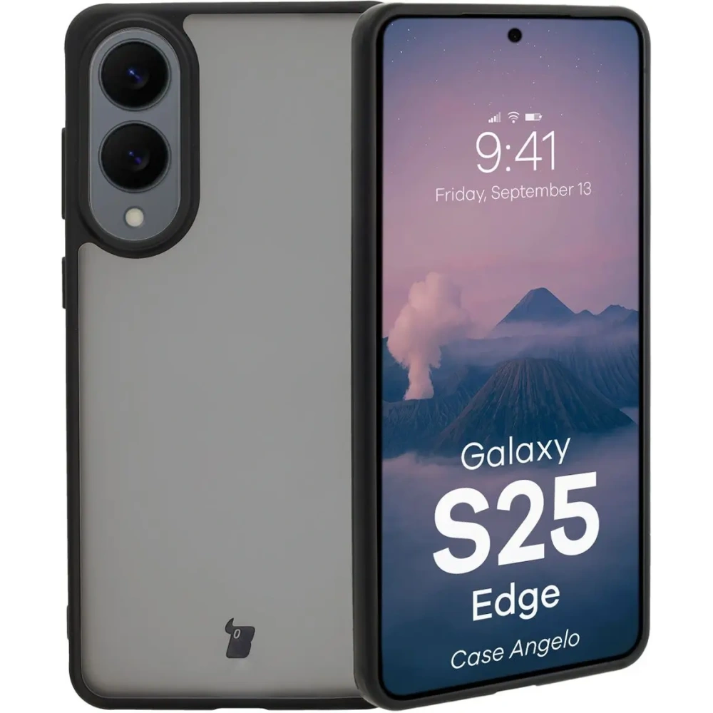 Etui Bizon Case Angelo do Samsung Galaxy S25 Edge przydymione z czarną ramką