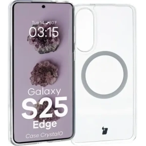 Bizon Case CrystalO with magnetic ring Samsung Galaxy S25 Edge clear