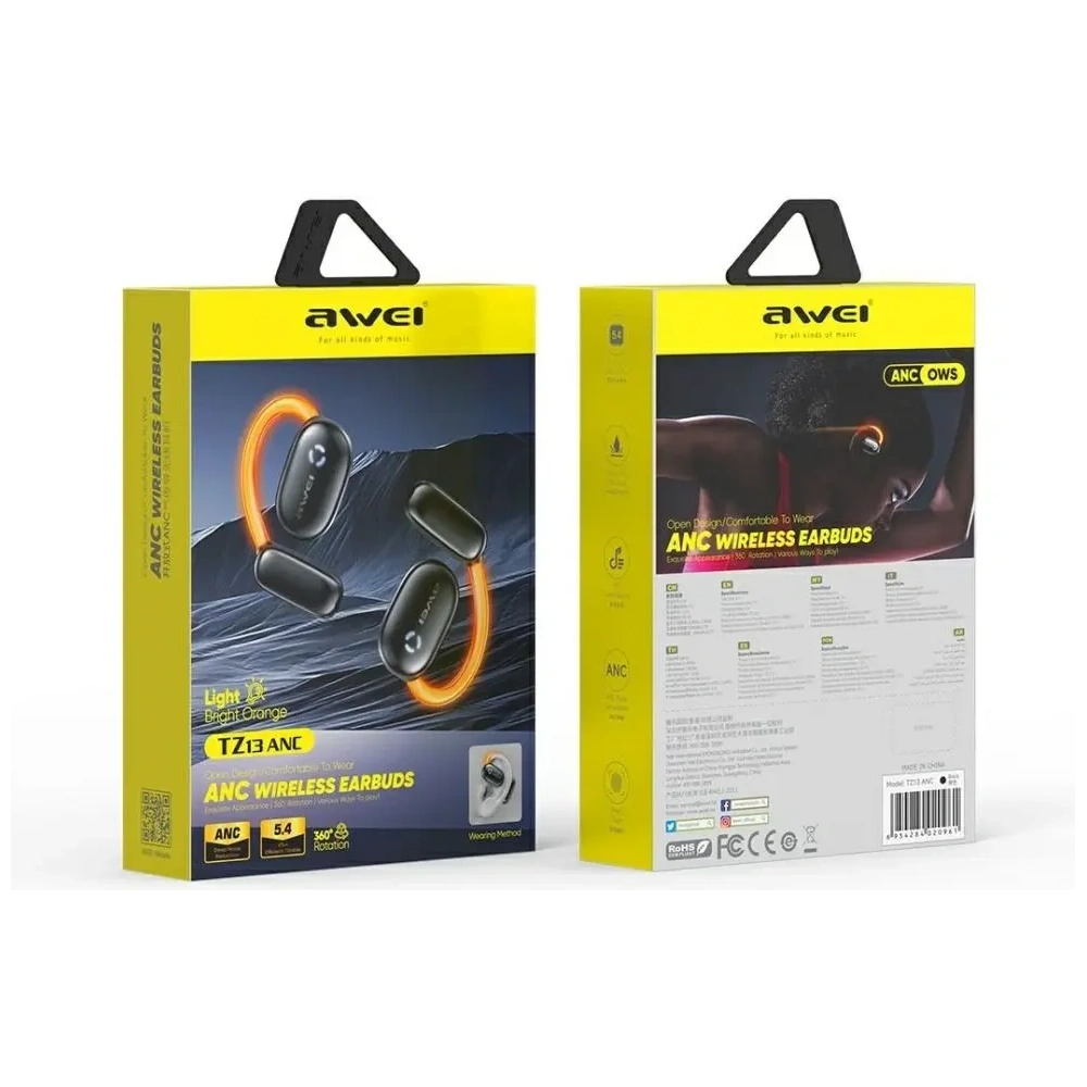 Bezprzewodowe słuchawki AWEI Bluetooth 5.4 TZ13 ANC + stacja dokująca czarny