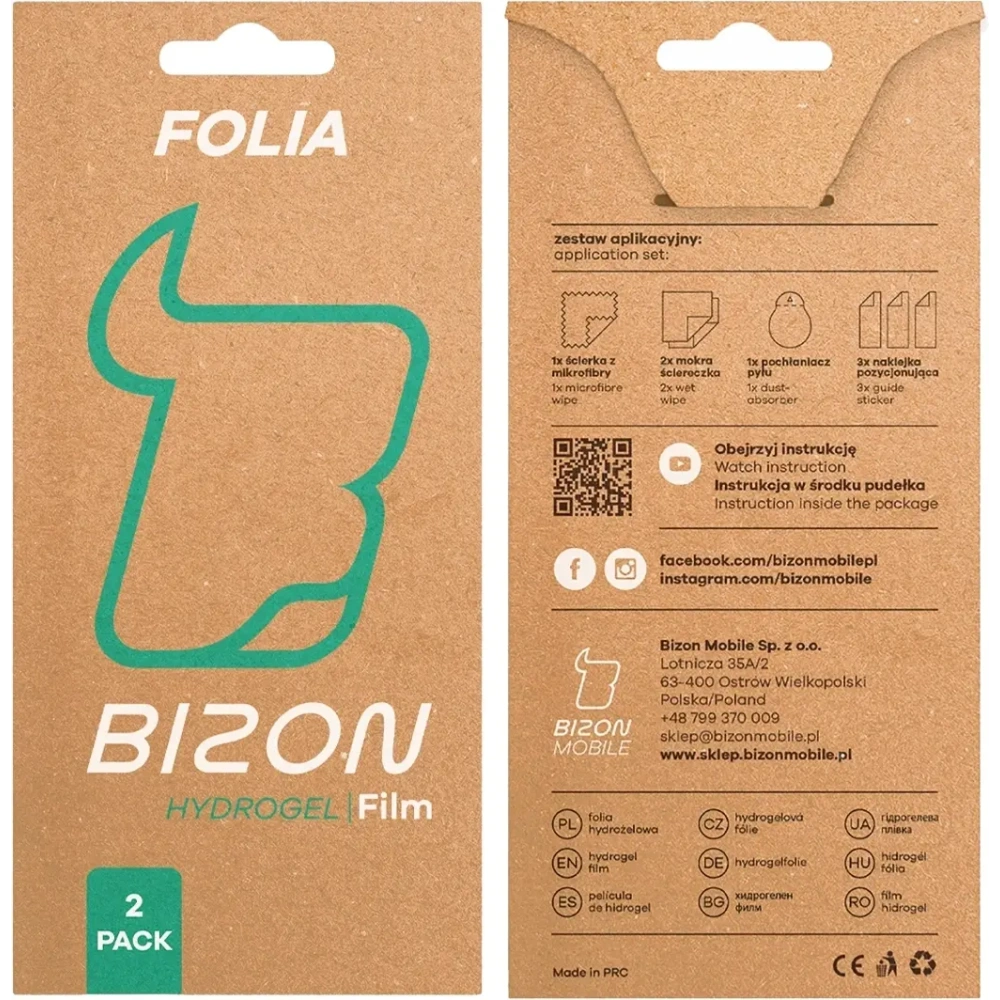 Folia hydrożelowa na ekran Bizon Glass Hydrogel Front do Oppo Reno13 F [2 PACK]