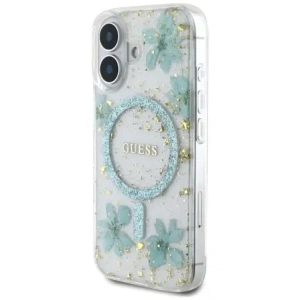 Kup Guess Flori din rășină Glitter MagSafe Apple iPhone 16 turquoise - GUE4501 - {ean13} - Sklep Home Screen