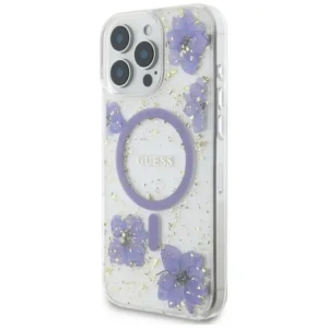 Kup Etui Guess Resin Flowers MagSafe do Apple iPhone 16 Pro fioletowy - GUE4502 - {ean13} - Sklep Home Screen