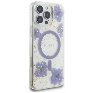 Kup Etui Guess Resin Flowers MagSafe do Apple iPhone 16 Pro fioletowy - GUE4502 - {ean13} - Sklep Home Screen