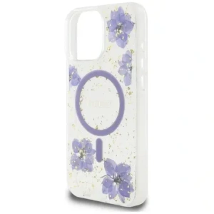 Kup Etui Guess Resin Flowers MagSafe do Apple iPhone 16 Pro fioletowy - GUE4502 - {ean13} - Sklep Home Screen