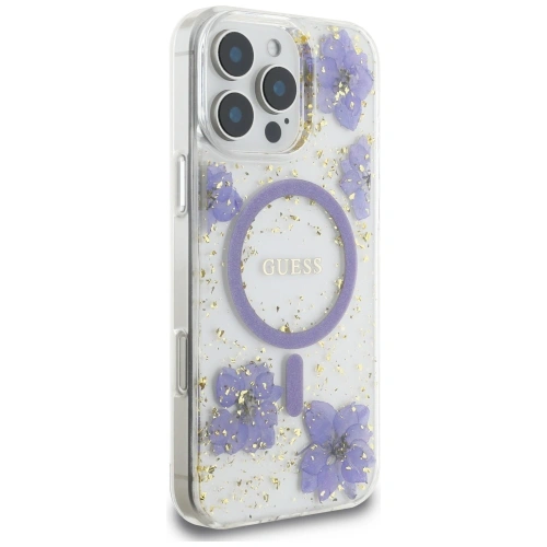 Kup Etui Guess Resin Flowers MagSafe do Apple iPhone 16 Pro Max fioletowy - GUE4503 - {ean13} - Sklep Home Screen