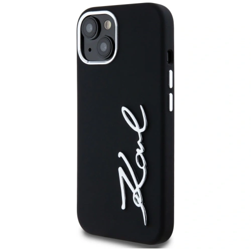 Kup Karl Lagerfeld silikonová kovová script logo Apple iPhone 15 černý - KLD21999 - {ean13} - Sklep Home Screen