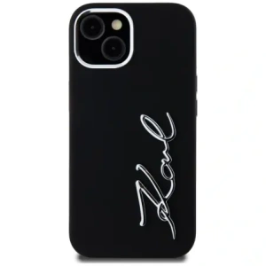 Buy Karl Lagerfeld Silicone Metal Script Logo Apple iPhone 15 black - KLD21999 - {ean13} - Home Screen Store Europe