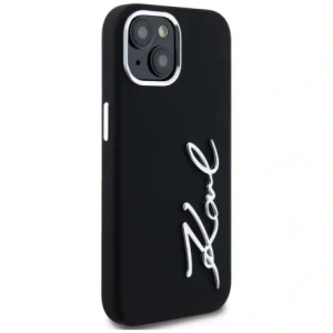 Buy Karl Lagerfeld Silicone Metal Script Logo Apple iPhone 15 black - KLD21999 - {ean13} - Home Screen Store Europe