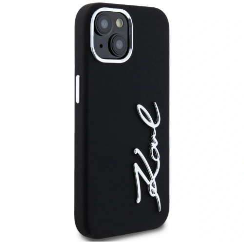 Kup Karl Lagerfeld silikonová kovová script logo Apple iPhone 15 černý - KLD21999 - {ean13} - Sklep Home Screen