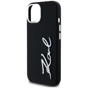 Buy Karl Lagerfeld Silicone Metal Script Logo Apple iPhone 15 black - KLD21999 - {ean13} - Home Screen Store Europe