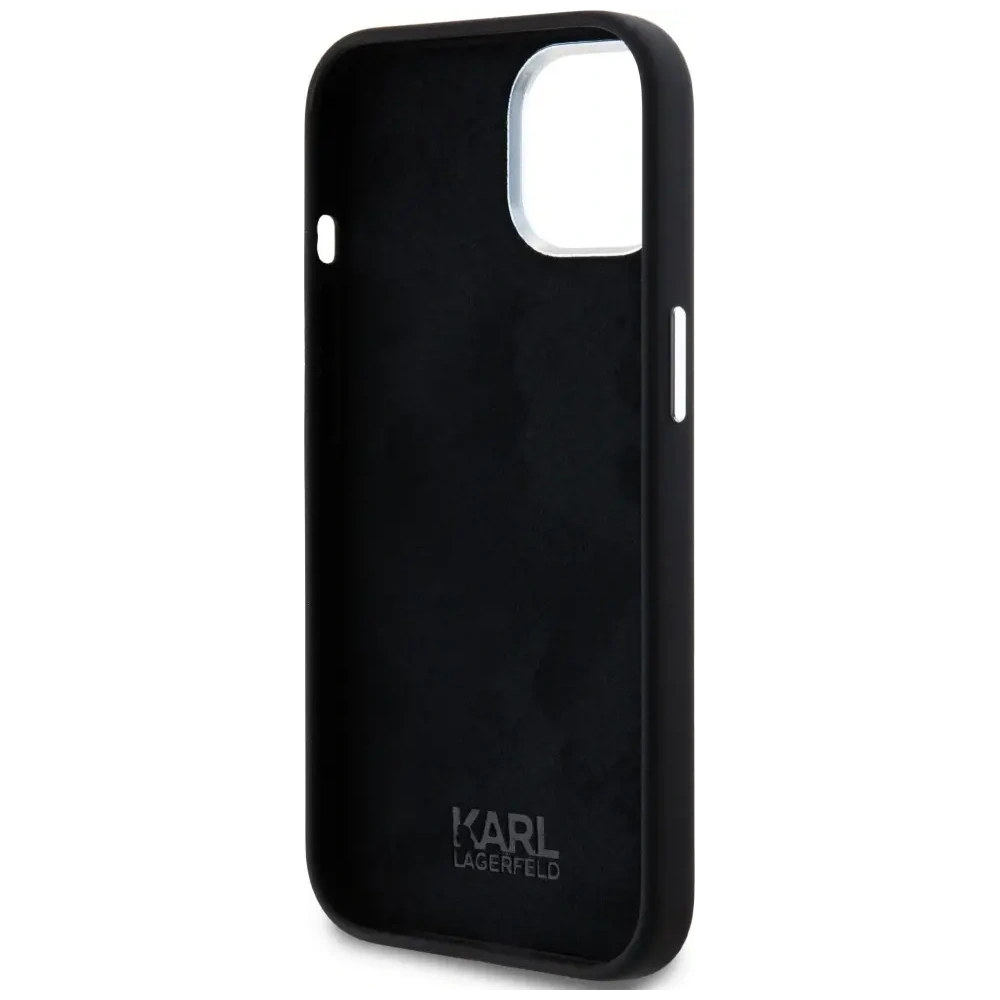 Etui Karl Lagerfeld Silicone Metal Script Logo do Apple iPhone 15 czarny
