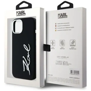 Buy Karl Lagerfeld Silicone Metal Script Logo Apple iPhone 15 black - KLD21999 - {ean13} - Home Screen Store Europe