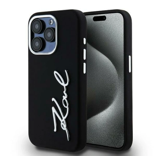 Buy Karl Lagerfeld Silicone Metal Script Logo Apple iPhone 15 Pro Max black - KLD22000 - {ean13} - Home Screen Store Europe