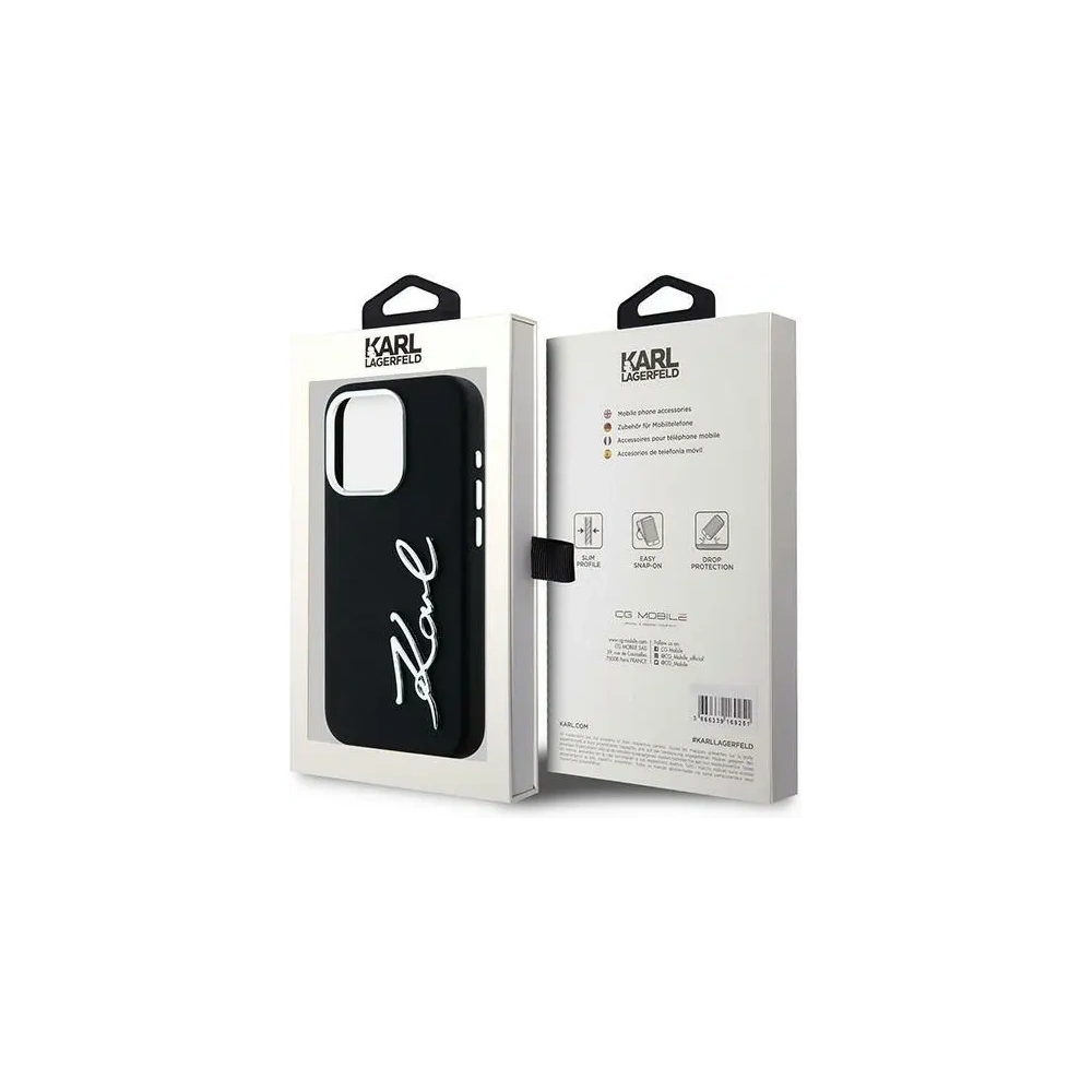 Etui Karl Lagerfeld Silicone Metal Script Logo do Apple iPhone 15 Pro Max czarny