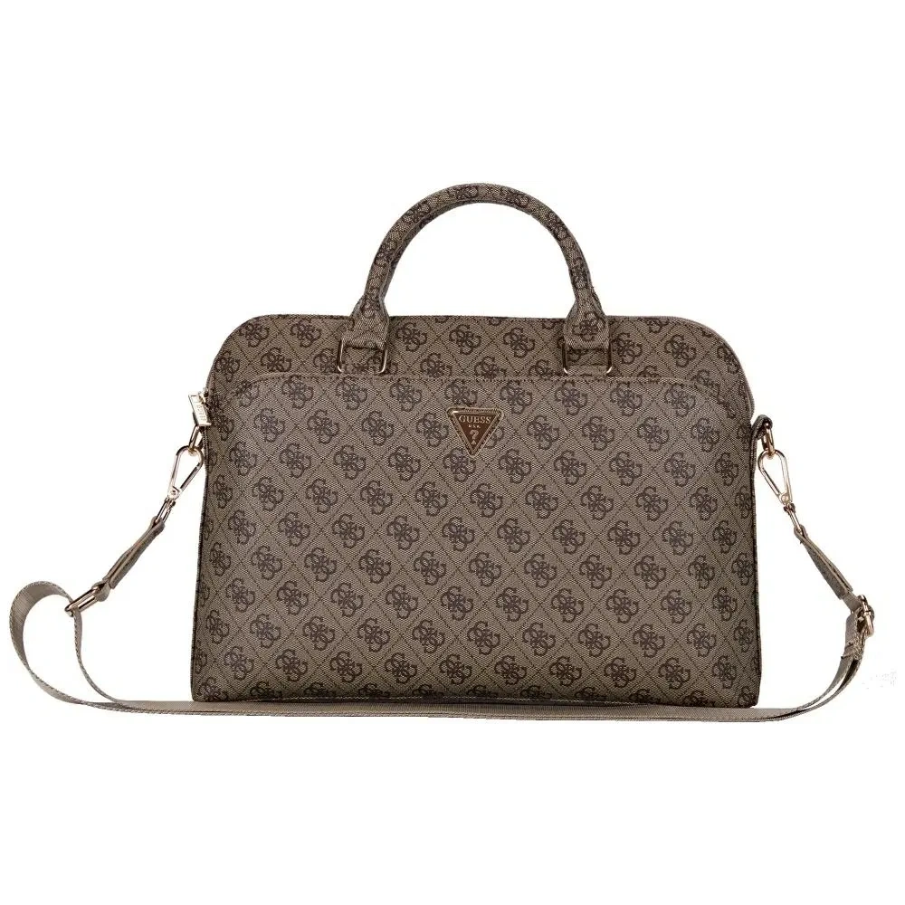 Torba Guess 4G Zipper Pocket Triangle Logo 15" brązowy