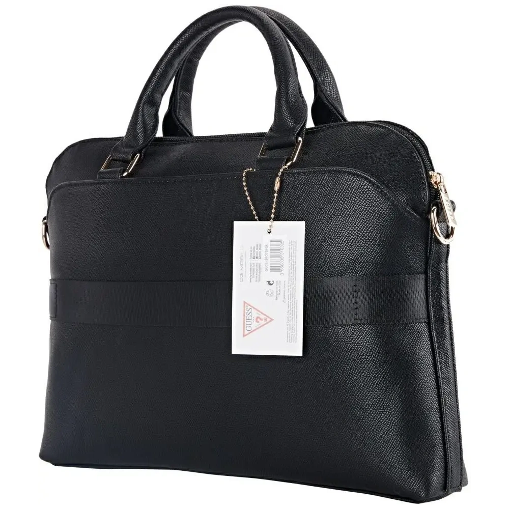 Torba Guess Grained Zipper Pocket Triangle Logo 15" czarny