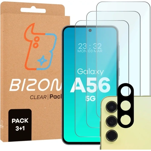 Kup Bizon Clear 2er Pack 3x gehärtetes Glas + 1x Linsenschutz Samsung Galaxy A56 5G - BIZ8912 - {ean13} - Sklep Home Screen