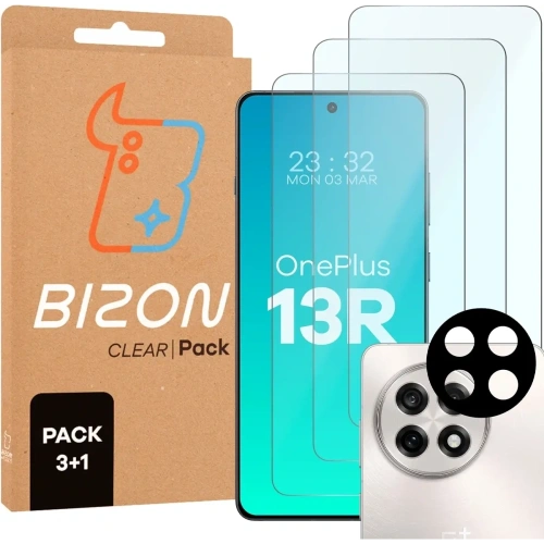 Kup Bizon Clear 2er Pack 3x gehärtetes Glas + 1x Linsenschutz für OnePlus 13r - BIZ8917 - {ean13} - Sklep Home Screen
