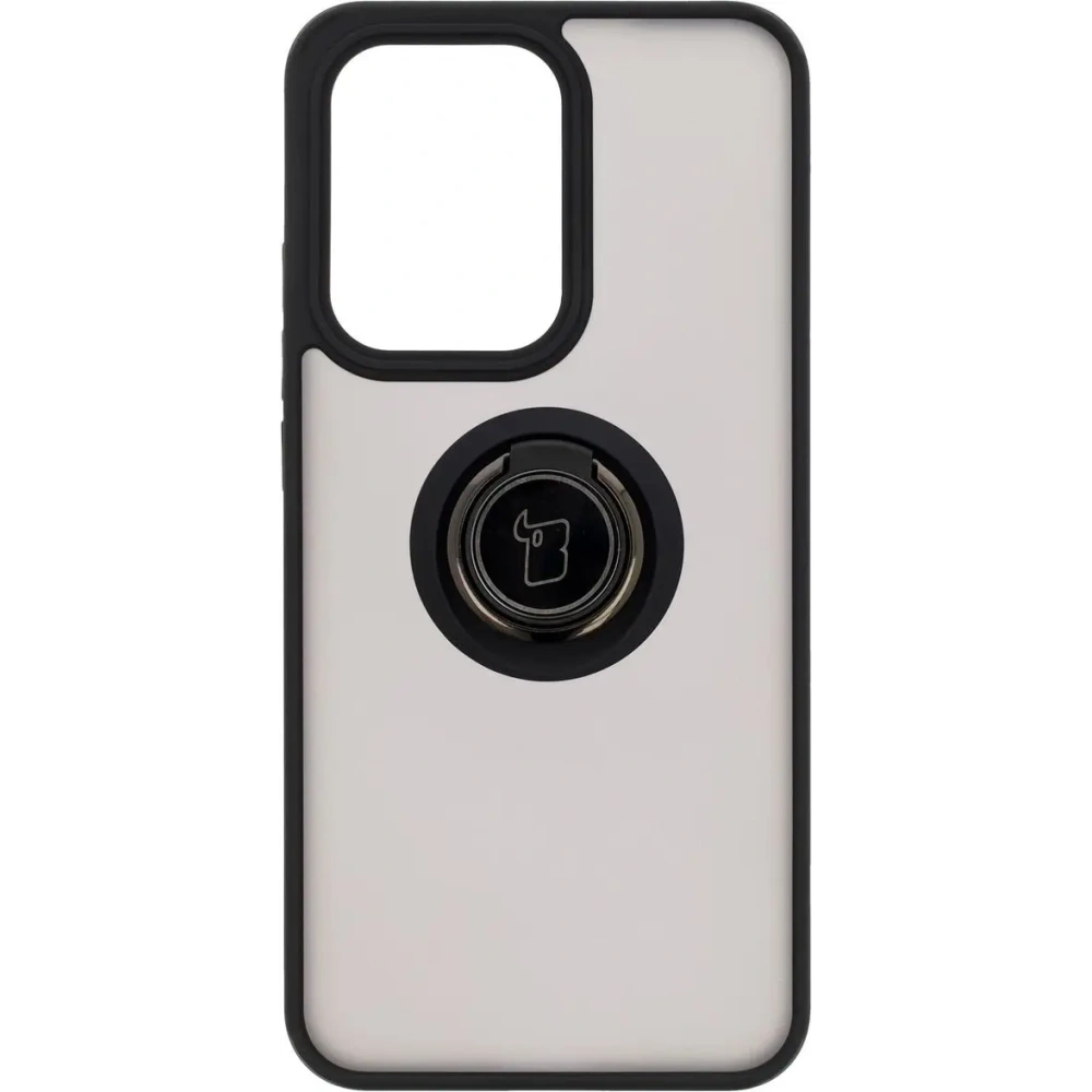 Etui z uchwytem na palec Bizon Case Hybrid Ring do Oppo Reno13 Pro przydymione z czarną ramką