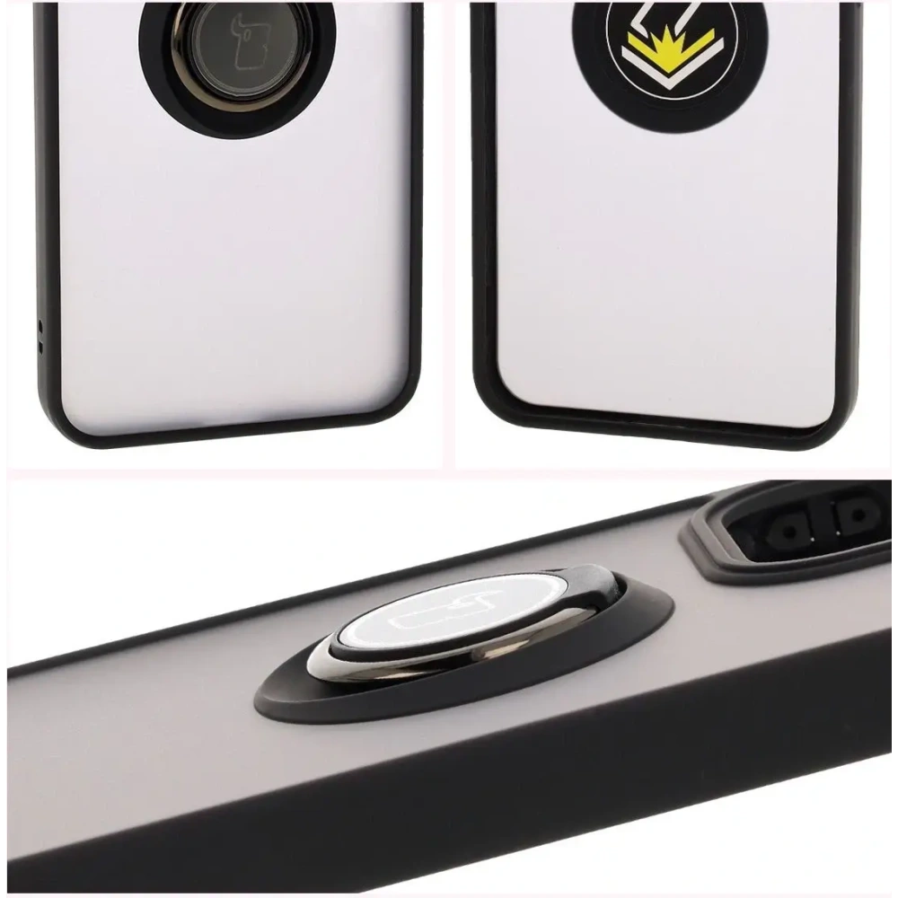Etui z uchwytem na palec Bizon Case Hybrid Ring do Oppo Reno13 Pro przydymione z czarną ramką