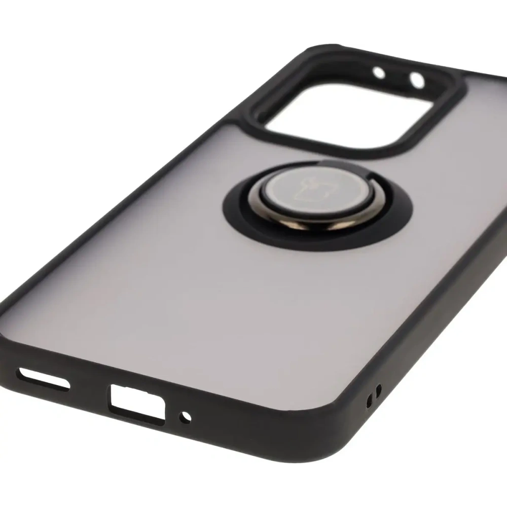 Etui z uchwytem na palec Bizon Case Hybrid Ring do Oppo Reno13 Pro przydymione z czarną ramką