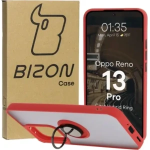 Kup Etui z uchwytem na palec Bizon Case Hybrid Ring do Oppo Reno13 Pro przydymione z czerwoną ramką - BIZ8932 - {ean13} - Sklep Home Screen