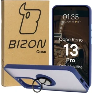 Kup Etui z uchwytem na palec Bizon Case Hybrid Ring do Oppo Reno13 Pro przydymione z granatową ramką - BIZ8933 - {ean13} - Sklep Home Screen