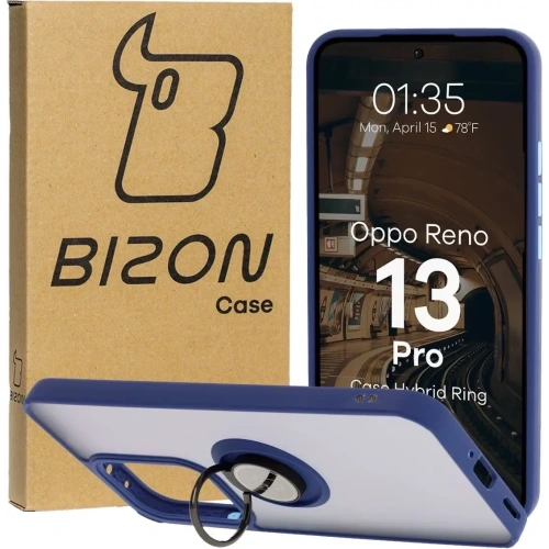 Buy Bizon Case Hybrid Ring Oppo Reno13 Pro smoky with a navy blue frame - BIZ8933 - {ean13} - Home Screen Store Europe