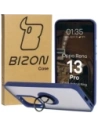 Etui z uchwytem na palec Bizon Case Hybrid Ring do Oppo Reno13 Pro przydymione z granatową ramką