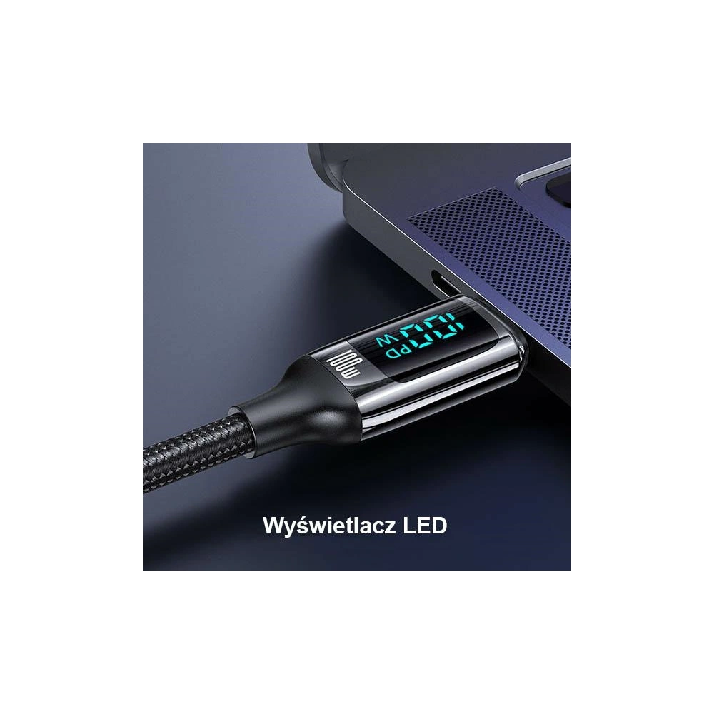 [CR] Kabel USAMS U78 USB-C/USB-C LED 3m 100W Fast Charging czarny/black US-SJ559