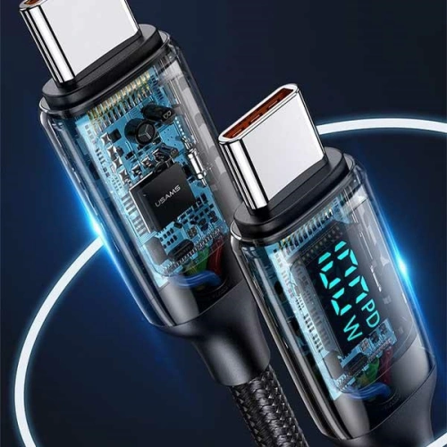 Kup [CR] Kabel USAMS U78 USB-C/USB-C LED 3m 100W Fast Charging czarny/black US-SJ559 - OT-875 - {ean13} - Sklep Home Screen