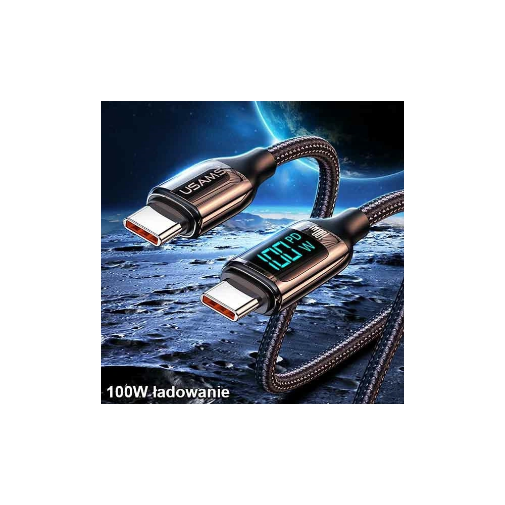 [CR] Kabel USAMS U78 USB-C/USB-C LED 3m 100W Fast Charging czarny/black US-SJ559