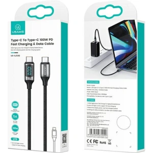 Kup [CR] USAMS U78 USB-C/USB-C LED kábel 3m 100W Gyors Töltés fekete/black US-SJ559 - OT-875 - {ean13} - Sklep Home Screen