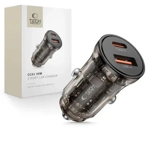 Buy Tech-Protect CC01 2-port Car Charger USB-A, USB-C PD 30W / QC 3.0 Black - THP4073 - {ean13} - Home Screen Store Europe