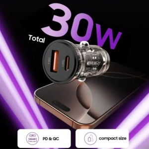 Kup Ładowarka samochodowa Tech-Protect CC01 2-port Car Charger USB-A, USB-C PD 30W / QC 3.0 Black - THP4073 - {ean13} - Sklep Home Screen