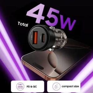 Kup Ładowarka samochodowa Tech-Protect CC03 2-port Car Charger USB-A, USB-C PD 45W / QC 3.0 Black - THP4076 - {ean13} - Sklep Home Screen