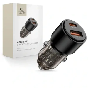 Buy Tech-Protect CC03 2-port Car Charger USB-A, USB-C PD 95W / QC 3.0 Black - THP4077 - {ean13} - Home Screen Store Europe