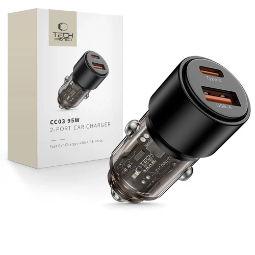 Kup Tech-Protect Încărcător auto CC03 cu 2 porturi USB-A, USB-C PD 95W / QC 3.0 Negru - THP4077 - {ean13} - Sklep Home Screen