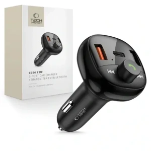 Kup Ładowarka samochodowa Tech-Protect CC06 3-port Car Charger 2xUSB-A, USB-C PD 72W + Transmiter FM Bluetooth Black - THP4078 - {ean13} - Sklep Home Screen