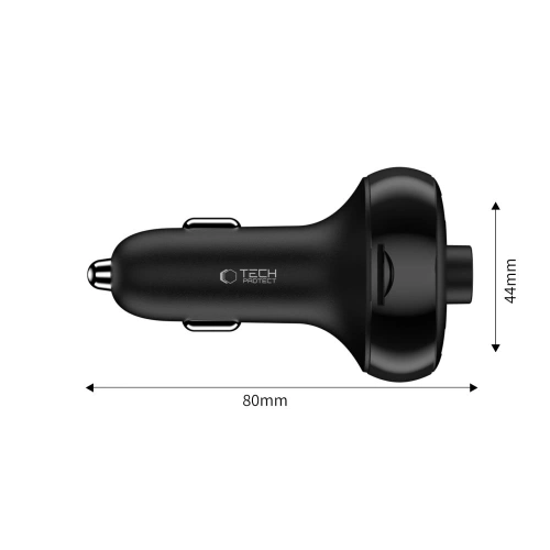 Kup Ładowarka samochodowa Tech-Protect CC06 3-port Car Charger 2xUSB-A, USB-C PD 72W + Transmiter FM Bluetooth Black - THP4078 - {ean13} - Sklep Home Screen