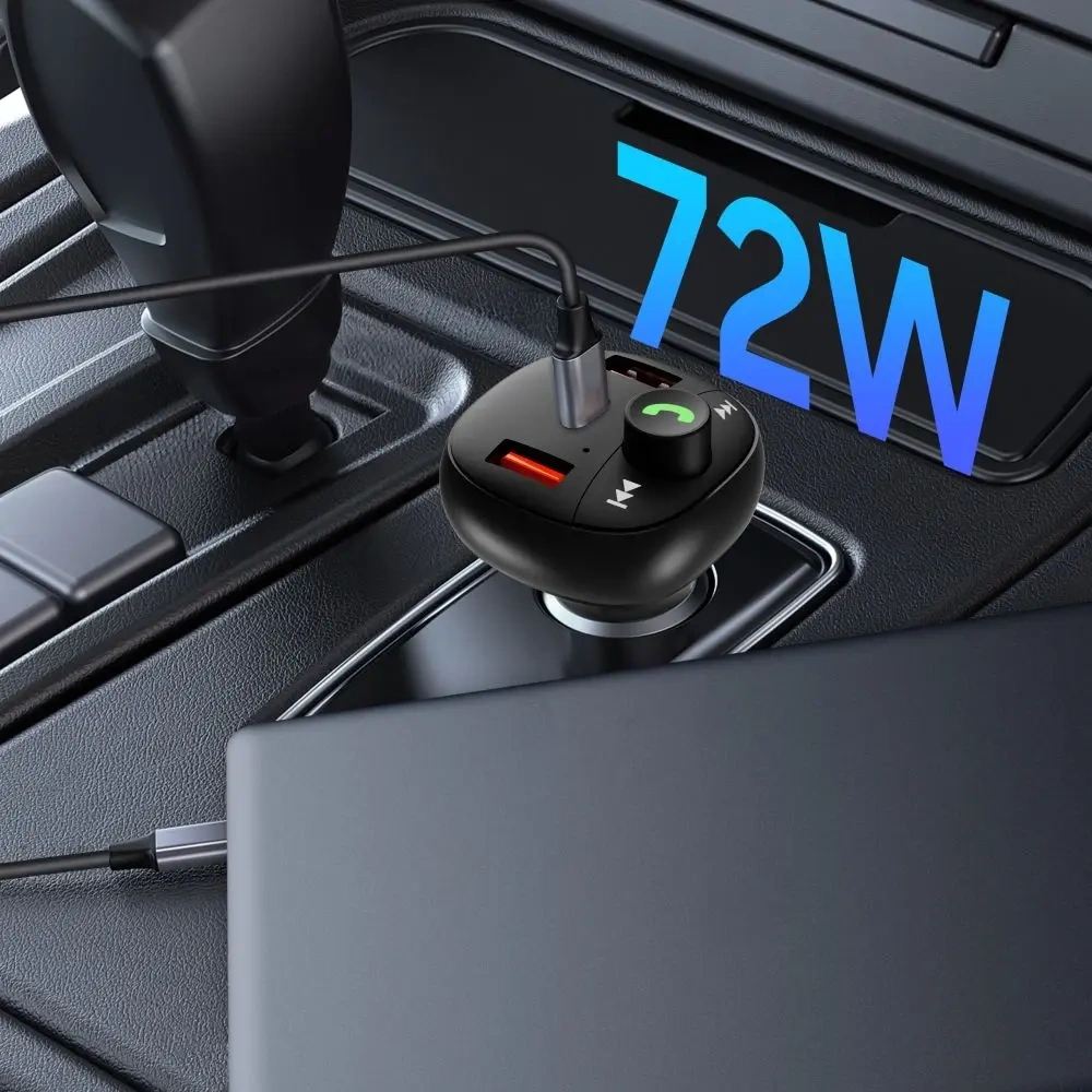 Ładowarka samochodowa Tech-Protect CC06 3-port Car Charger 2xUSB-A, USB-C PD 72W + Transmiter FM Bluetooth Black