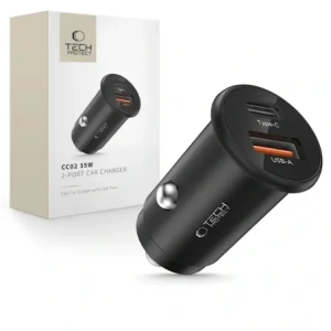 Kup Ładowarka samochodowa Tech-Protect CC02 2-port Car Charger USB-A, USB-C PD 35W / QC 3.0 Black - THP4079 - {ean13} - Sklep Home Screen