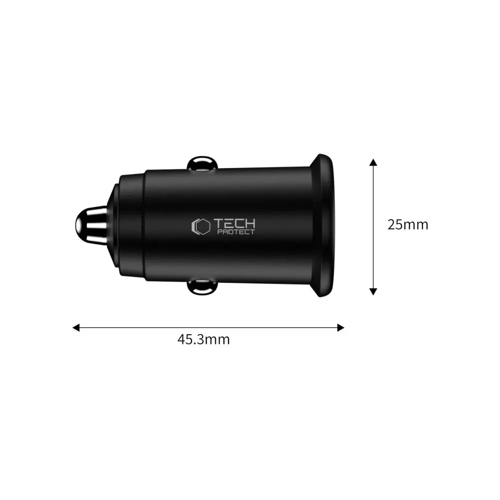 Ładowarka samochodowa Tech-Protect CC02 2-port Car Charger USB-A, USB-C PD 35W / QC 3.0 Black