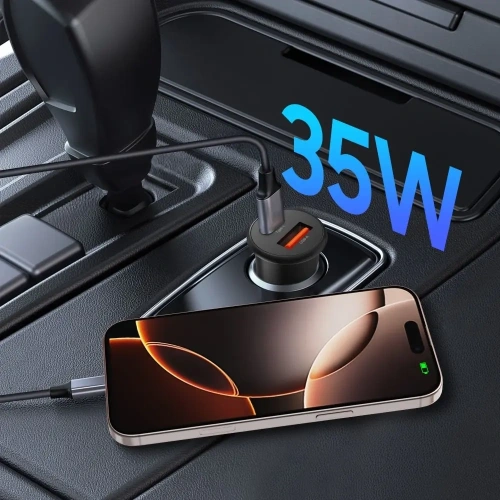 Kup Ładowarka samochodowa Tech-Protect CC02 2-port Car Charger USB-A, USB-C PD 35W / QC 3.0 Black - THP4079 - {ean13} - Sklep Home Screen