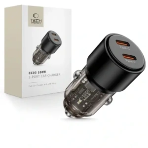 Kup Ładowarka samochodowa Tech-Protect CC03 2-port 2xUSB-C Car Charger PD 100W Black - THP4081 - {ean13} - Sklep Home Screen