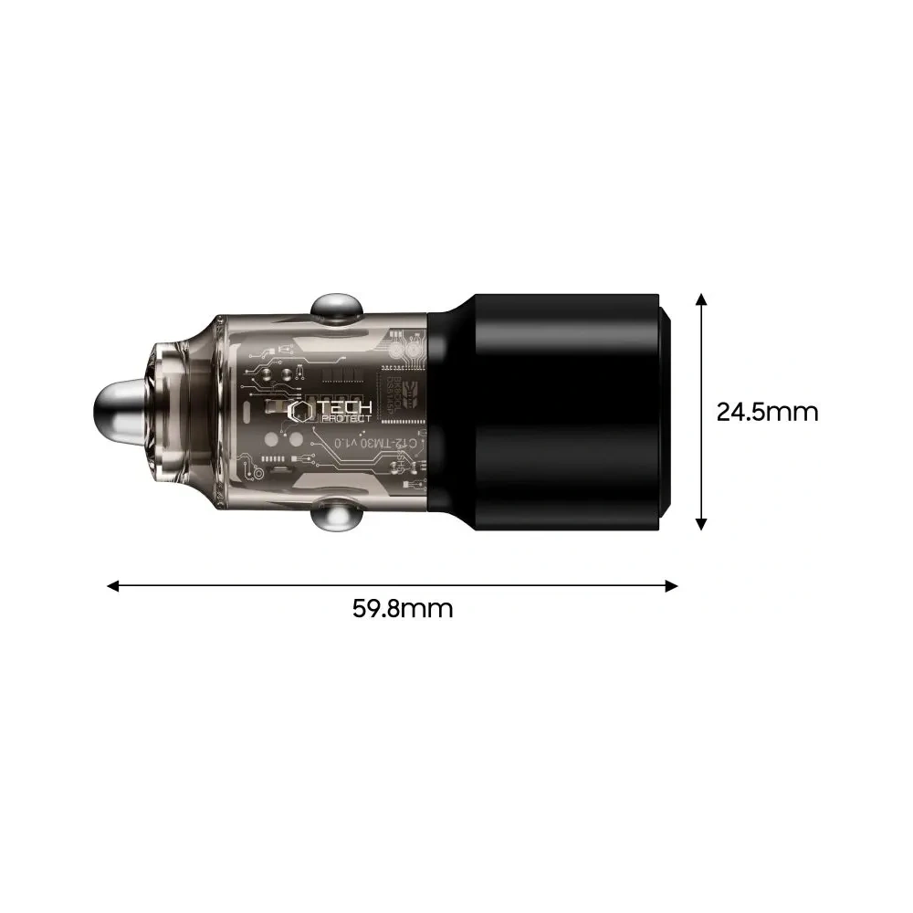 Ładowarka samochodowa Tech-Protect CC03 2-port 2xUSB-C Car Charger PD 100W Black