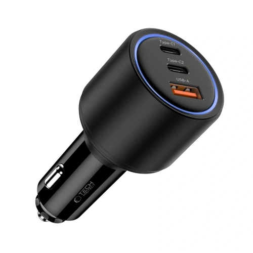 Buy Tech-Protect CC04 3-port Car Charger USB-A, 2xUSB-C PD 130W Black - THP4082 - {ean13} - Home Screen Store Europe