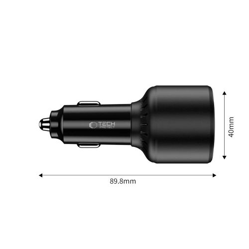 Buy Tech-Protect CC04 3-port Car Charger USB-A, 2xUSB-C PD 130W Black - THP4082 - {ean13} - Home Screen Store Europe